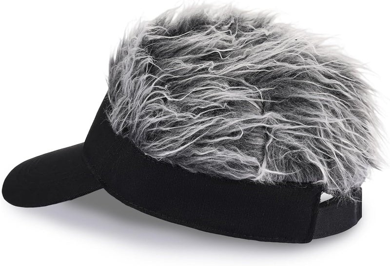 Regilt Men’s Visor Hat with Hair Funny Spiked Hair Wig Hat Novelty Adjustable Baseball Cap - Image 3